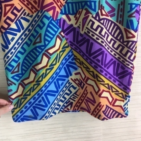 LuLaRoe Cassie Skirt Multi Color Bohemian Tribal Aztec Retro Print Pencil Skirt - Picture 4 of 9